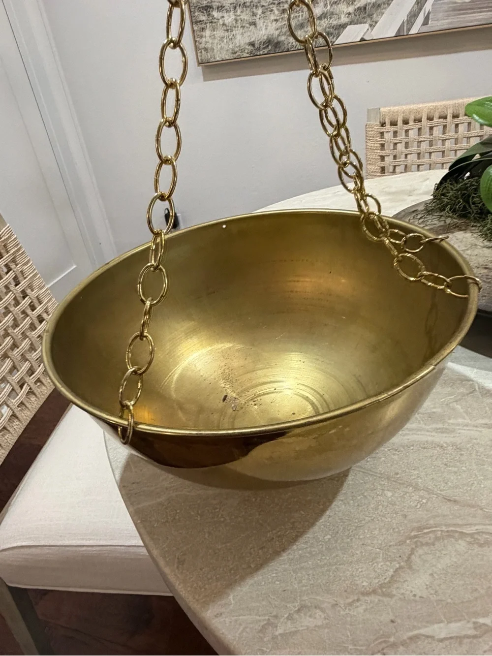 BrassHanging Decorative Bowl Vase - Modern Home Accent